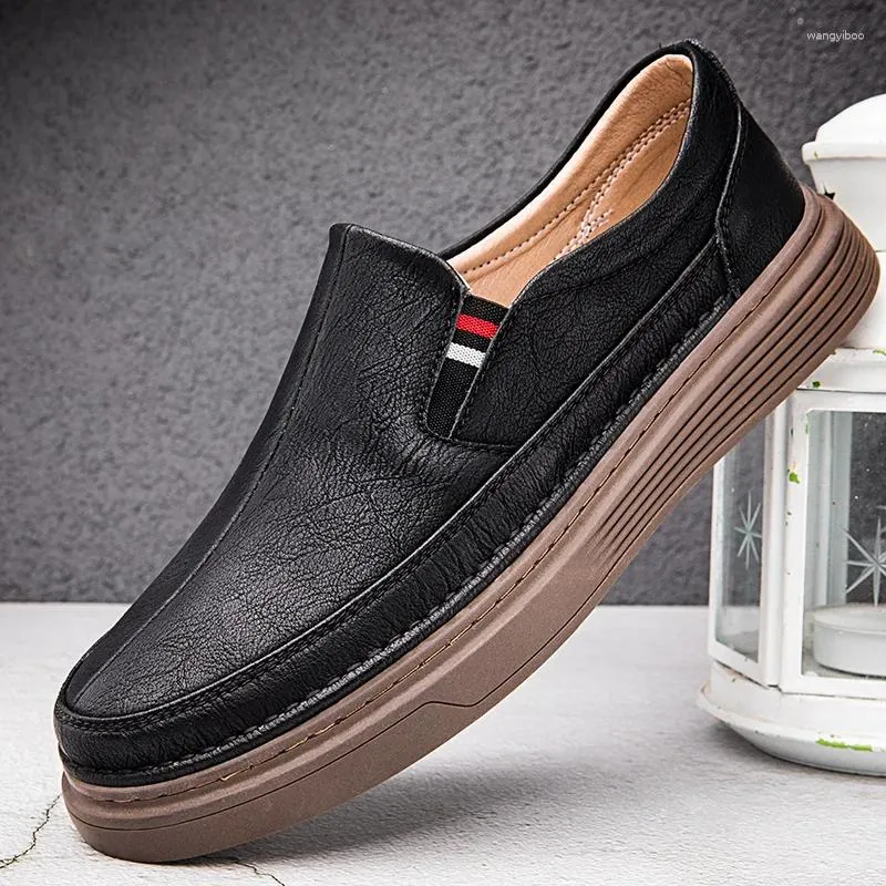 Casual Shoes Spring And Autumn Luxury Loafers Men's Slip-on Thick-soled Fashion Business Formal Outdoor Leather With Thick Soles