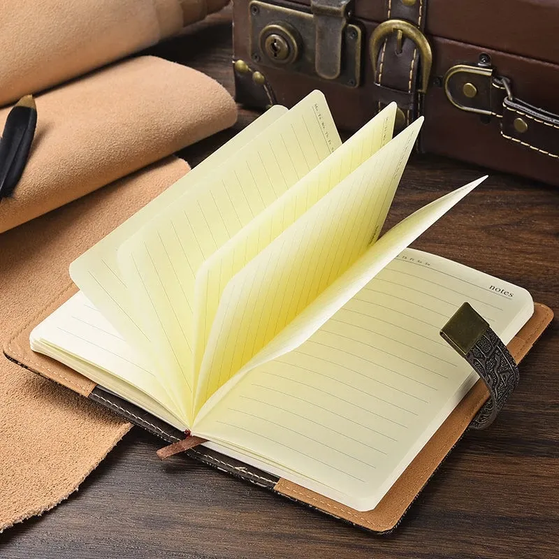 A6/A5/B5 Vintage Notebook With Lock Retro Leather Diary Journal Notebook Sketchbook Stationery School Office Supplies Note Book