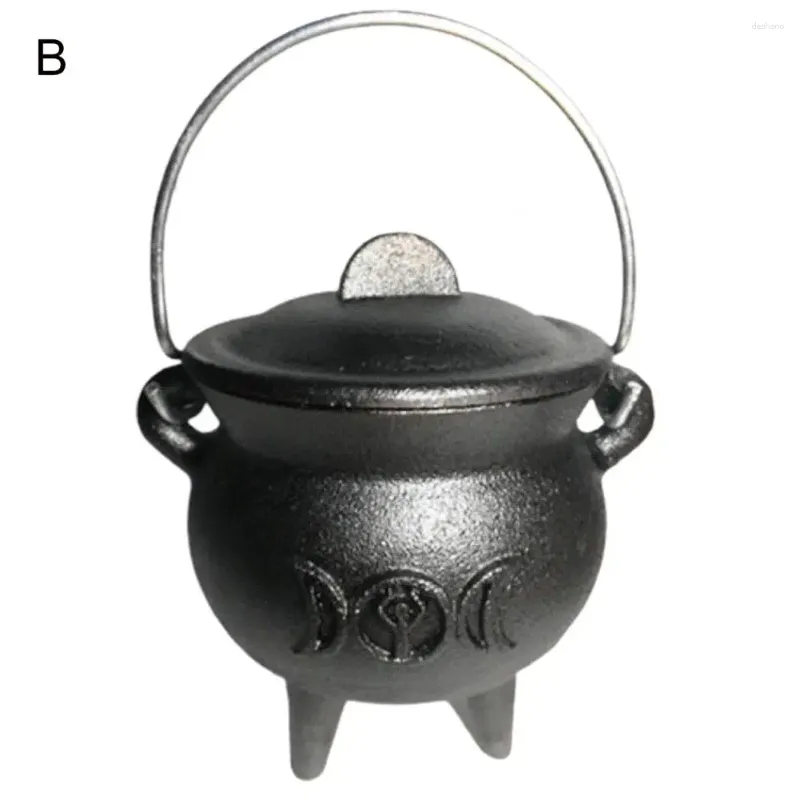 Feestdecoratie mini handheld pot betoverende Halloween Witch draagbare wierook brandende ketel voor decor hittebestendig gietijzer