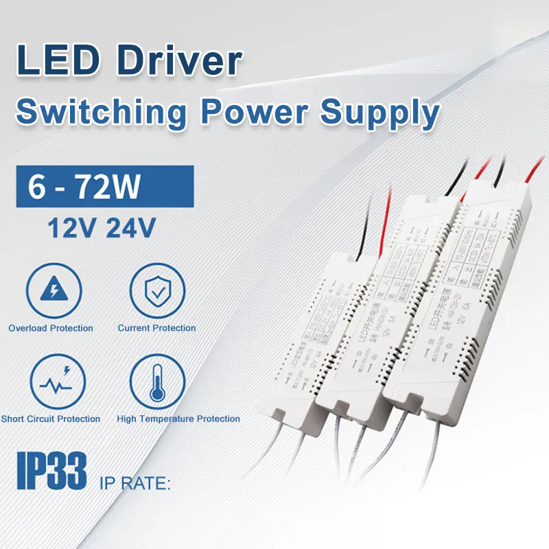 Supplência de alimentação de comutação 12V 24V LED Driver 6W 12W Transformador de iluminação 24W para publicidade LED LED CCTV