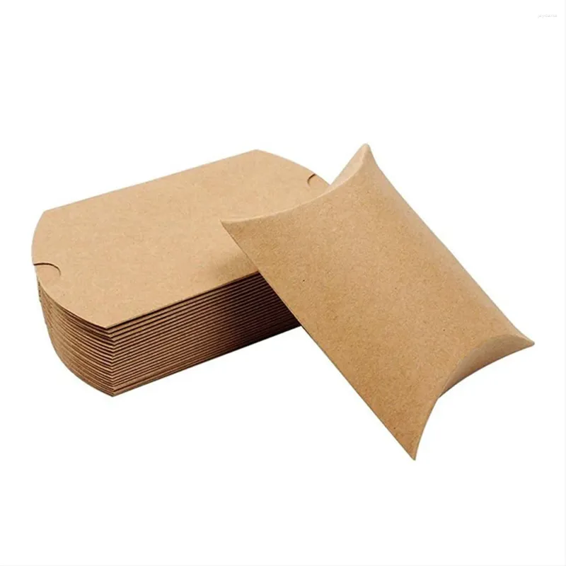 Dekoracja imprezowa 100 szt. Kraft Paper Pillow Boxes Candy z sznurkiem Bożego Narodzenia i Halloween Wedding Gift Packaging