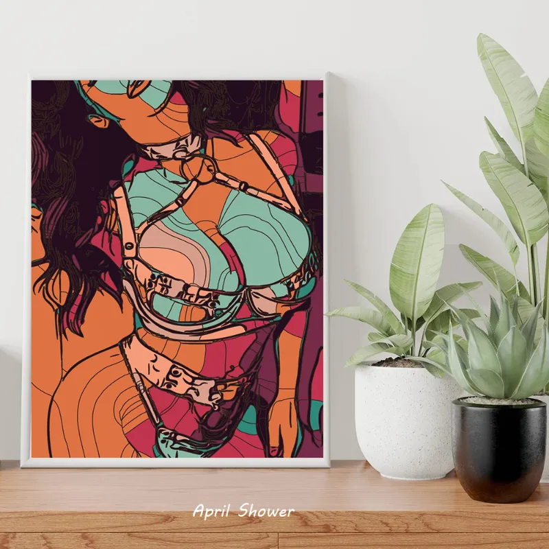 Abstract geometrische bikini meisjes sexy body posters canvas schilderen en afdrukken muur kunst moderne foto voor woonkamer thuisdecoratie