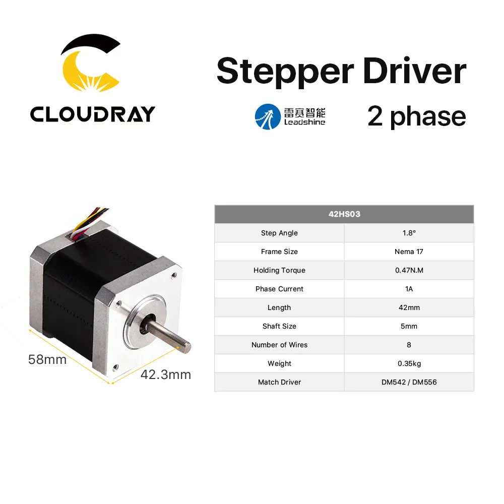 Leadshine 2 Phase NEMA 17 23 Stepper Motor 0,45-2,3 nm CO2-Maschinenmotor für CNC-Gravurfräsen 3D-Druckmaschine 3D-Druckmaschine