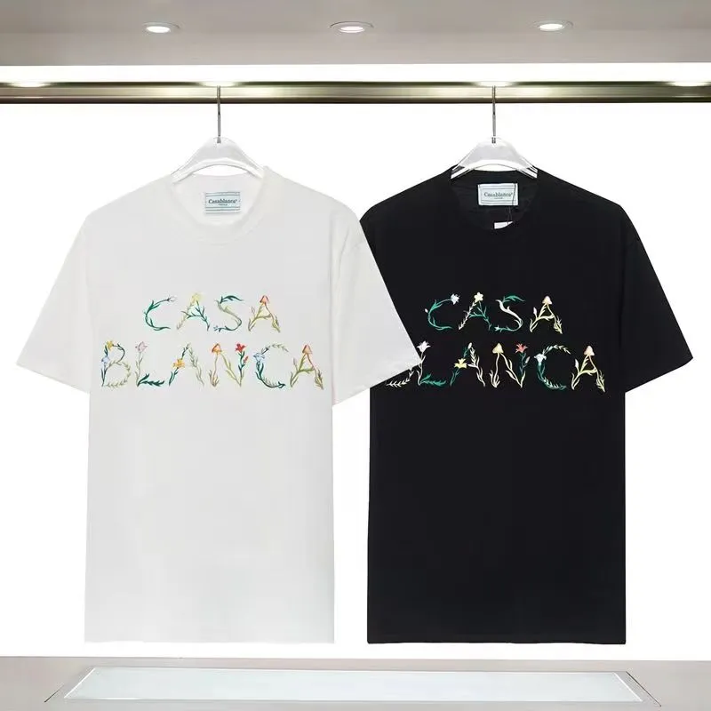 Mens Tshirts Tasarımcı Tshirt Erkekler Kazabakka Lüks Gömlek Yuvarlak T-Shirts Kazabaş Gömlek Casa Blanca Giyim Moda Yaz Mürettebat Boyun Kısa Sleve24ss