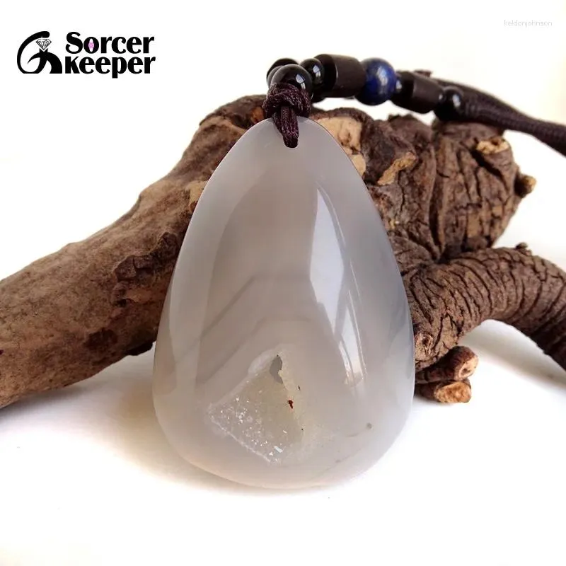 Hänge halsband verkliga natursten polerad agat geode kvarts kristall kluster skatt skålprov halsband för smycken gör BD1004