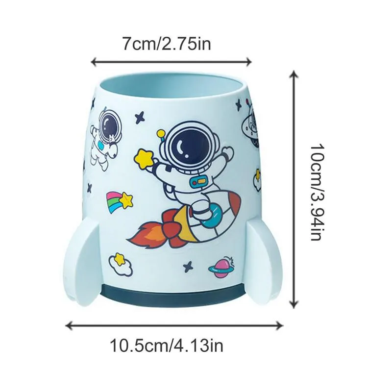 Rakiet Pióro uchwytu na makijaż pędzel do przechowywania pudełka o wysokiej pojemności Przymierza Przymoł Wydzielenie Pencil Puchar Kształt rakietowy z naklejką astronauty