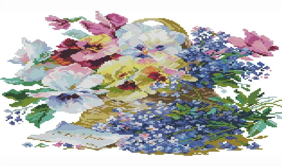 Promotional flower patterns cross stitch counted embroidery fabric sewing craft kit crafts needle painting handmade wall art home 9573054