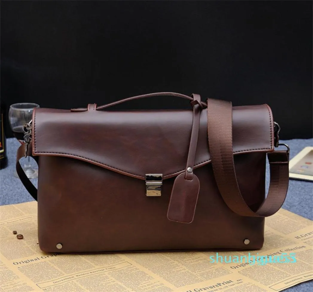 Designer Men039S läder axel messenger väskor affärsarbete påse bärbar portfölj handväska färg svart kaffe5111097