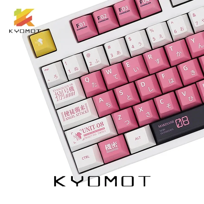 Keyboards KYOMOT EVANGELION08 Keycaps EVA Machine PBT Profile XDA 134 keys for DIY Layout Ducky Mechanical Keyboard Customize Key Caps