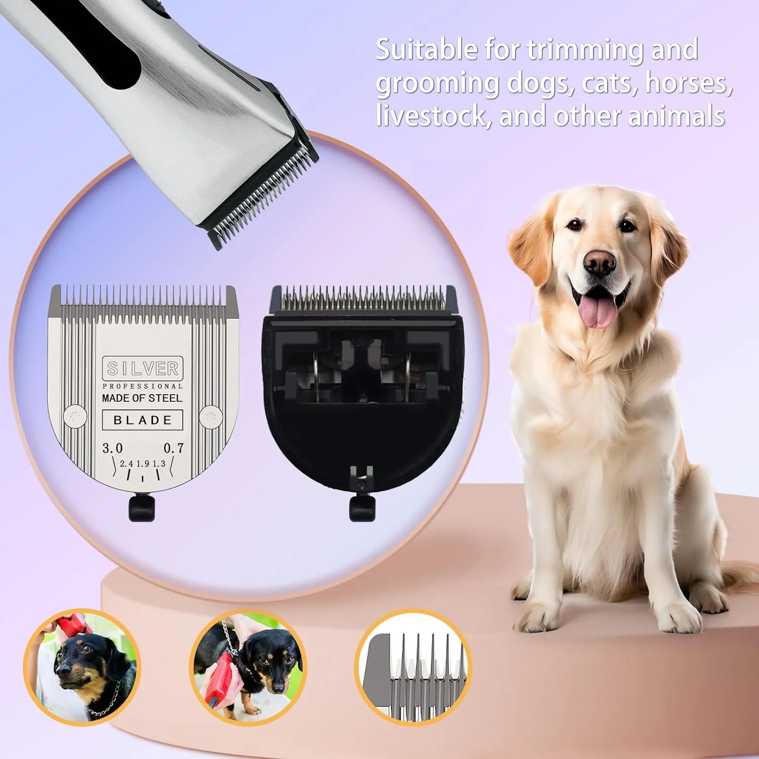 Pro 5 in 1 Detachable Replacement Blades Adjustable For Wahl Animal Bravura .Chromado,Creativa,Figura Pet Dog Horse Clippers