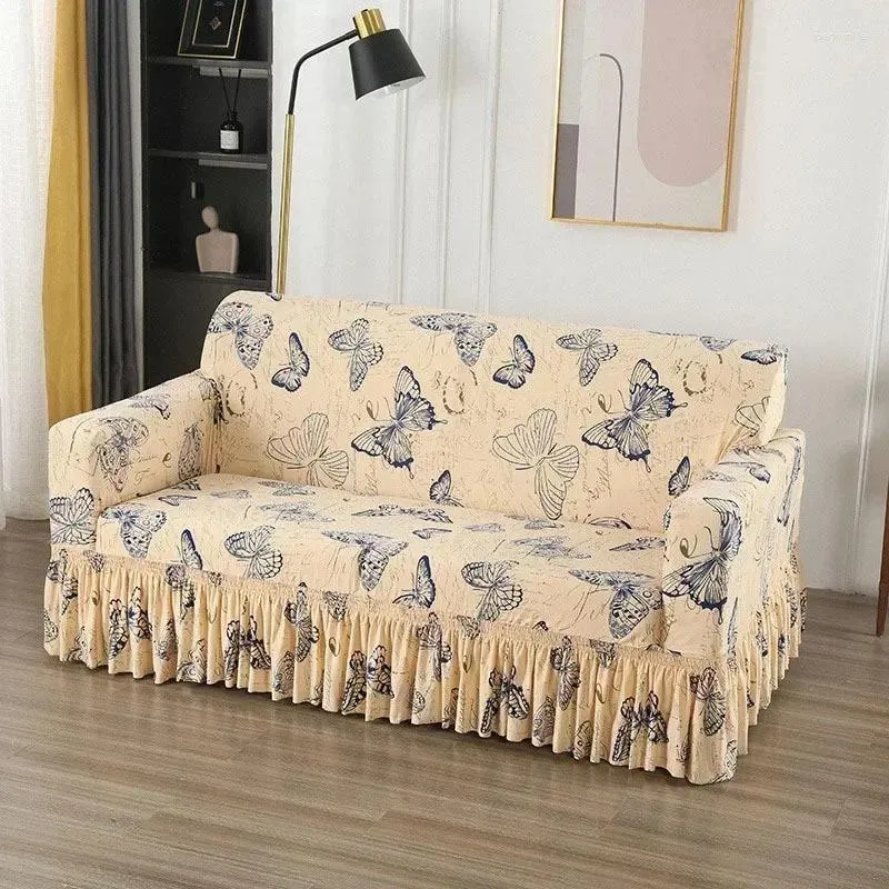 Chair Covers Lace Edge Style Large Skirt Sofa Cover Four Seasons Universal Fabric Anti Slip Full Coverage Towel Cushion