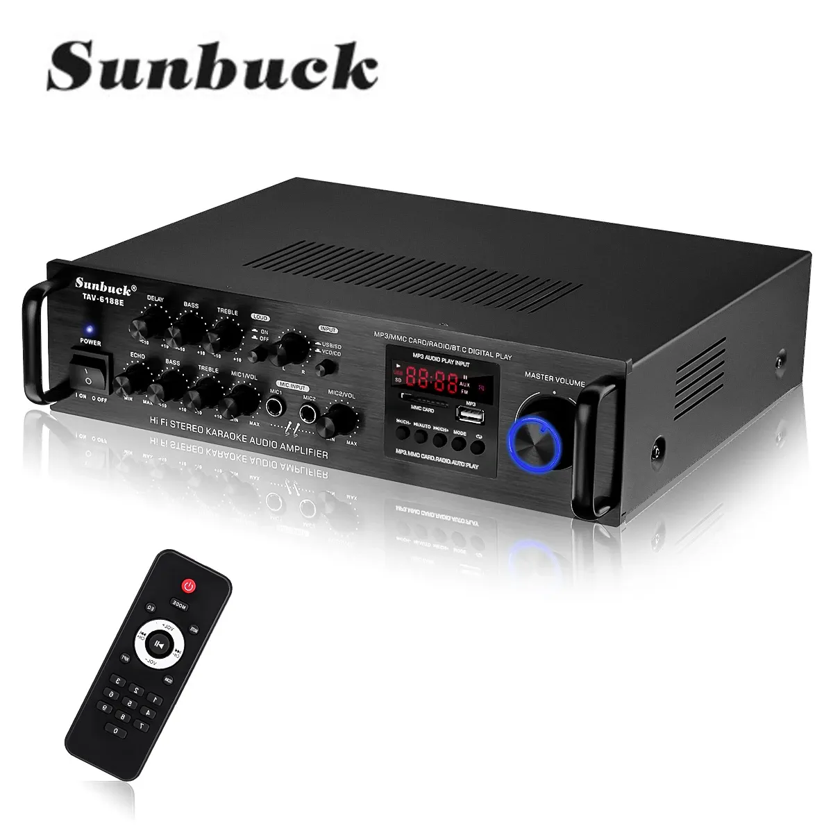 Verstärker Sunbuck 2000W Auto Audioverstärker 5Ch LCD Display Digital HiFi Powers Amplifier Bluetooth FM Auto Stereo Subwoofer W/Remote