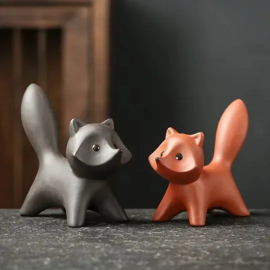 Luwu Zisha Lovely Little Fox Ornamentかわいいティーペットクリエイティブホームデコレーション240411