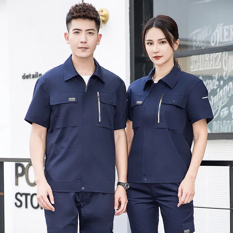 Workers Clothes Summer Construction Clothing Set Plain Workwear With ...