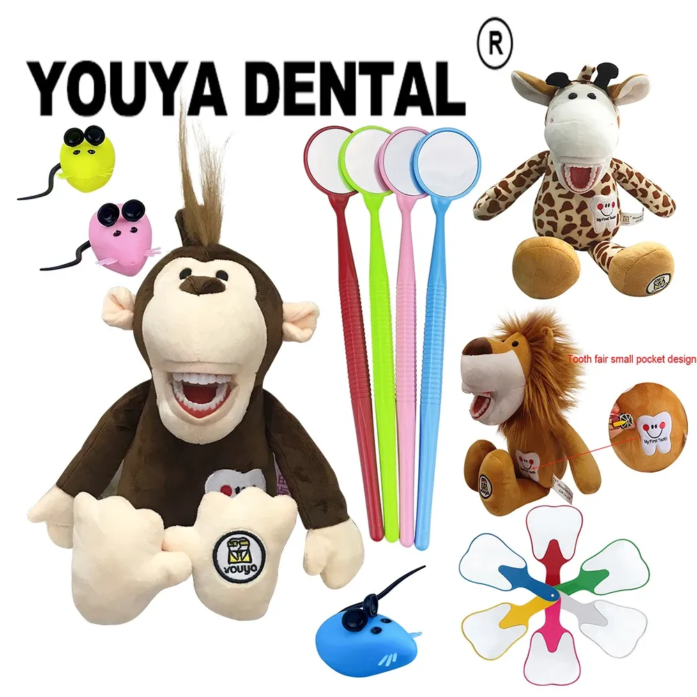 Djur tandvård leksaker barn tand julklappar plysch dockor tänder undervisning borstningsmodell för barn som lär sig borstning Utbildningsleksak