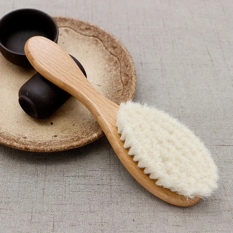 Nuova cura bambini Pure Natural Wool Bash Benugh Brush Brush Bash Hair Brush Brush Brush Brush Bash Testa MASSAGER1.Spazzola bambini in legno