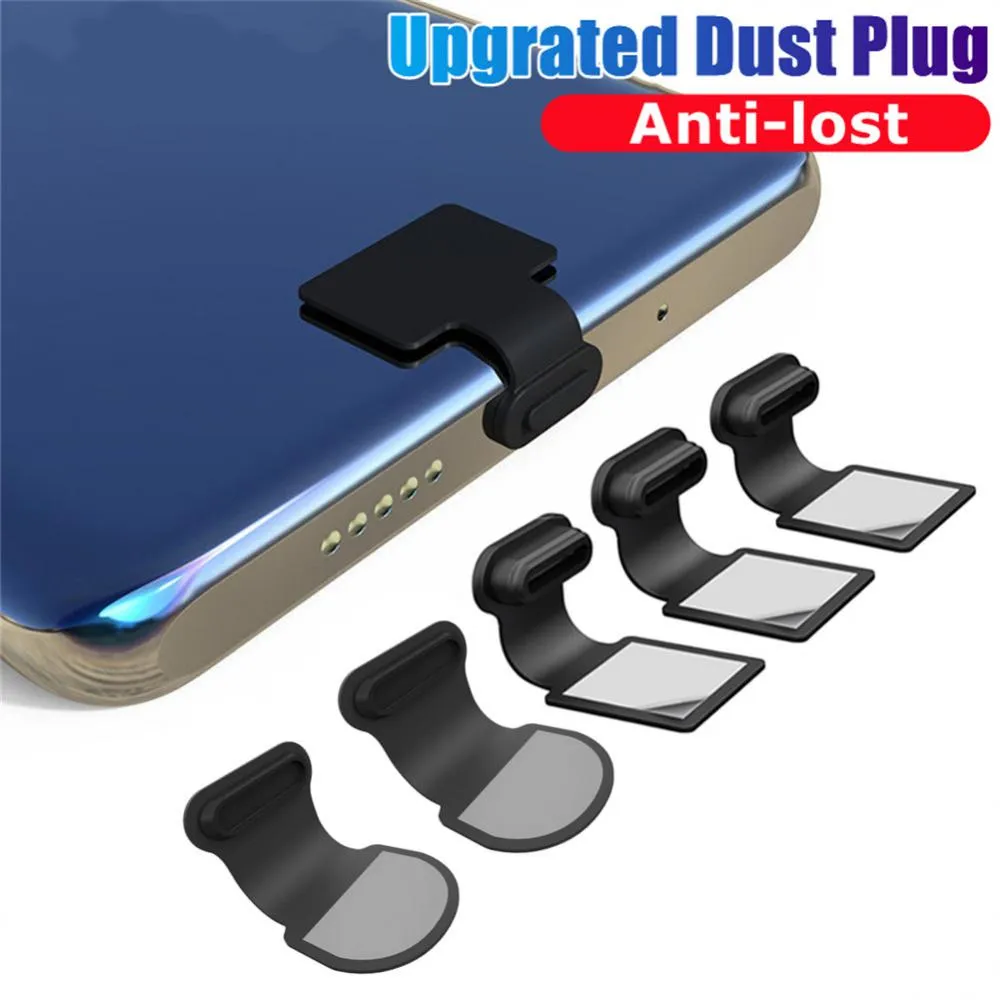 2st Silicone Phone Dust Plug Type-C Dust Plug USB Laddning Port Protector Plug Mobiltelefon Dammtät täckning för iPhone