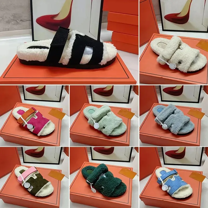 مصممة للنساء 2023 Slippers Woolskin Sheepskin Slides Slides Slidals Flat Clipper مصممين شتاء فاخر أفخم للنساء الرجال