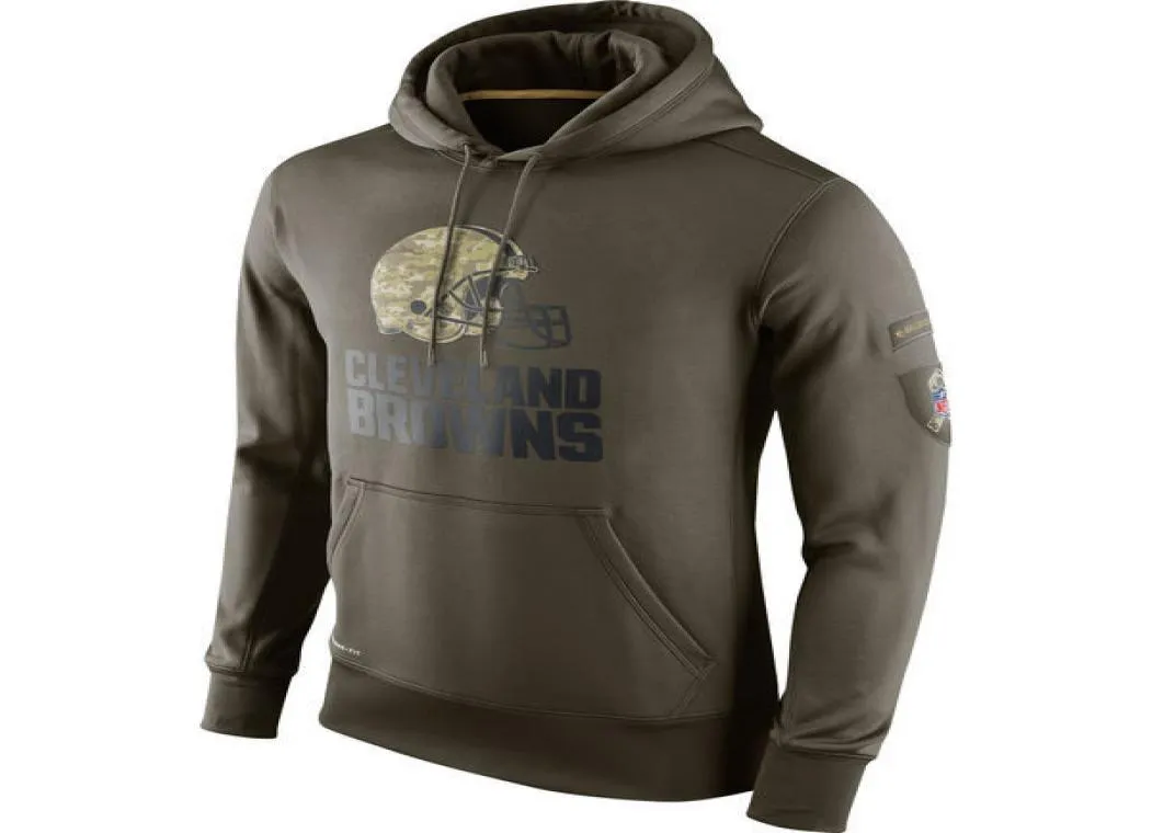 Sweinshirt Browns Olive Salute to Service Ko Performance American Football Hoodie5217103