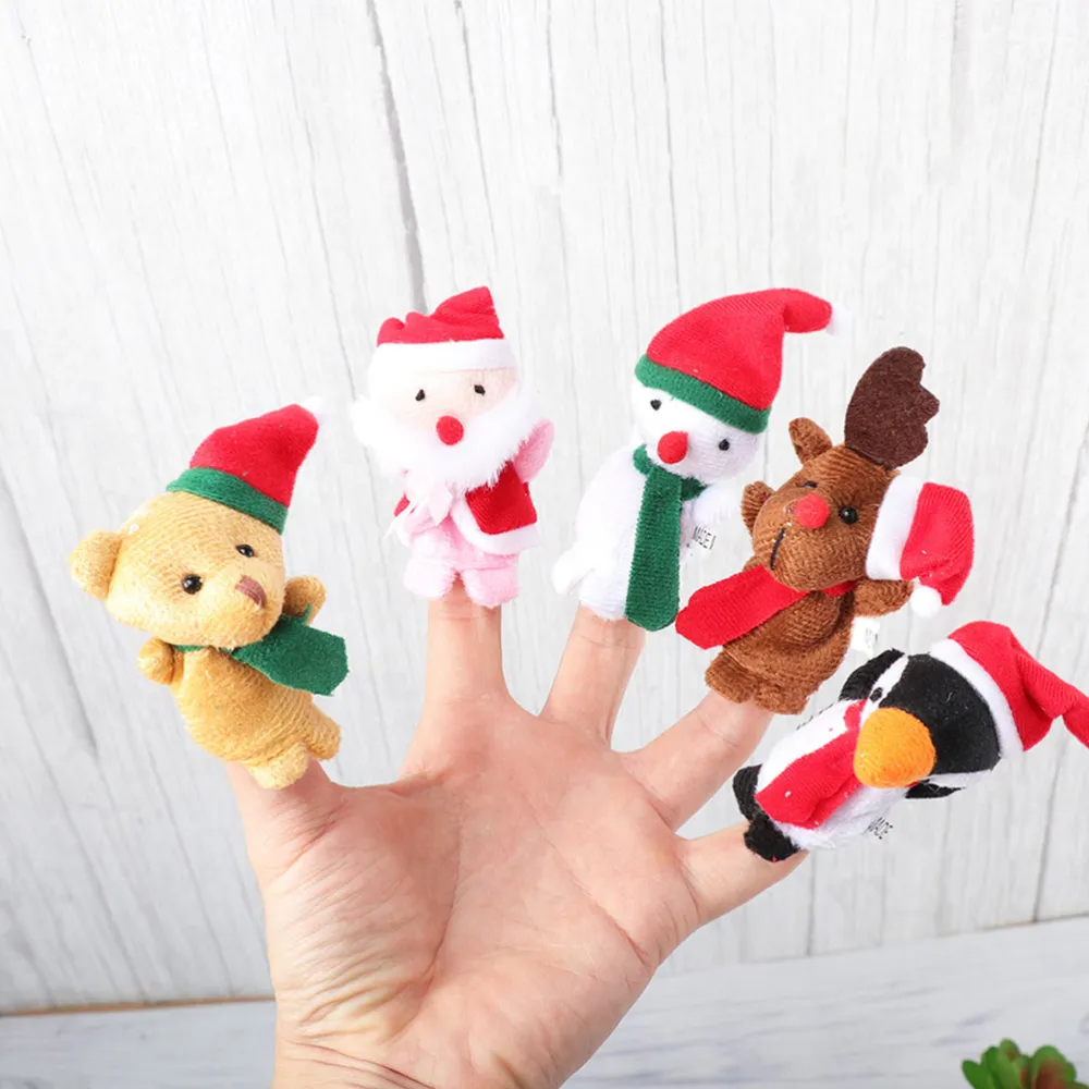 5/Conjunto de dedo de dedo de Natal boneca de pelúcia de boneca de animais de bicho de animais de animais recheados para jardim de neve de raízes de boneco de neve do solent