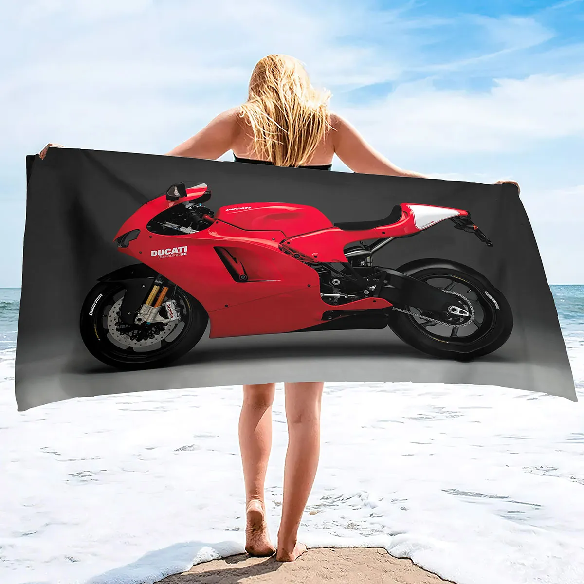 Motorcykel strandhandduk Sandfri mycket absorberande poolhandduk, överdimensionerade stora snabba torra strandhanddukar Lätt överdimensionerade handdukar