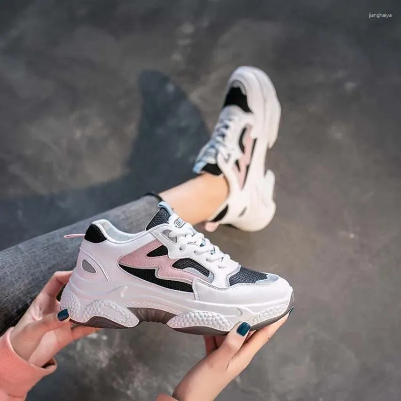 Fitnessschuhe Bimuduiyu vulkanisieren weiche weibliche lässige Sneaker Schnüre-up Dicke Boden Frauen alte Vater Freizeit Ladies Chunky