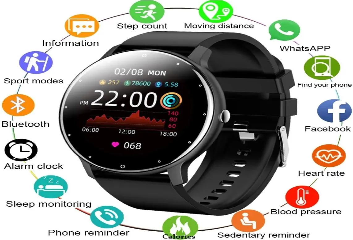 Nowy Smart Watch Men Woman Bluetooth Tętno -tętno ciśnienie krwi sport fitness Tracker zegarek iP67 Wodoodporny smartwatch dla 2162898
