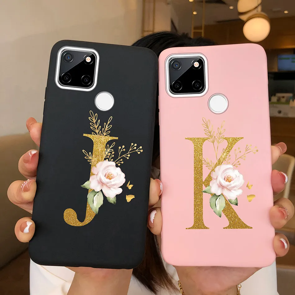 Save Big on Bulk S25 Cell Phone Case Phone Case For OPPO Realme C25 C25S  C25Y Glitter 26Letters Soft Silicone Matte Protective Back Cover For Realme  C