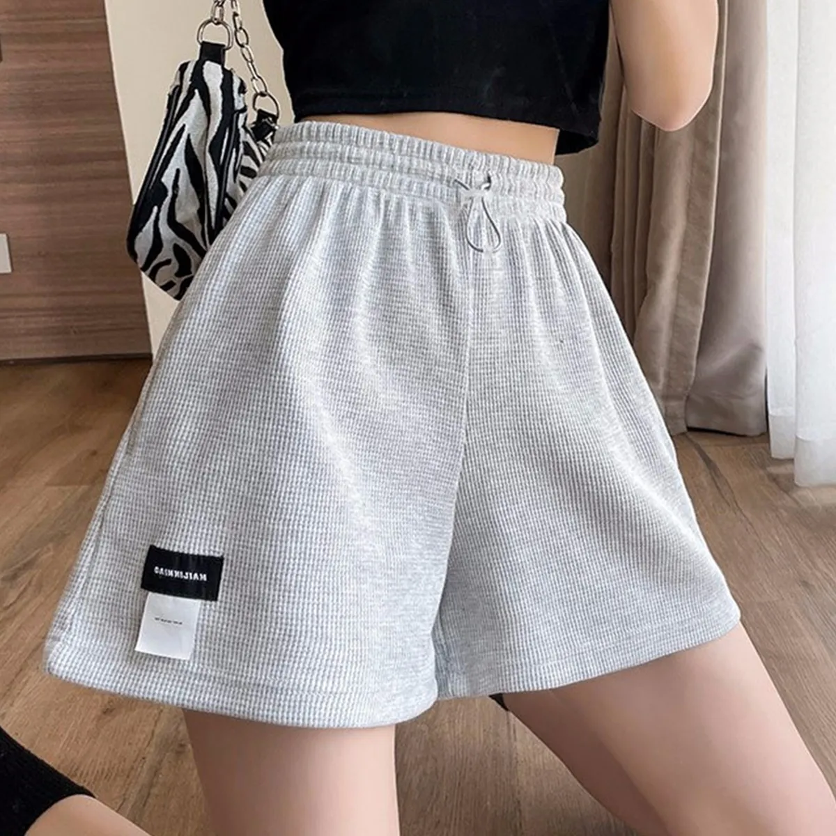 DHgate.com:Womens High-Waisted Drawstring Wide-Leg Sweat Shorts: Y2K  Streetwear Comfort:Sports \u0026 Outdoors
