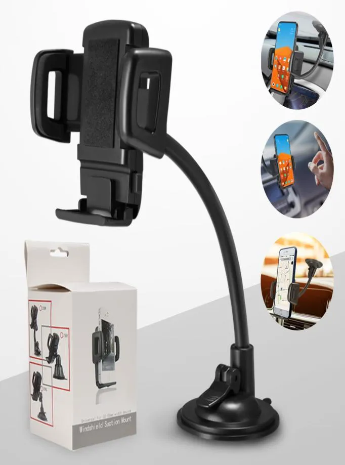 Adjustable Car Mount Phone Holder Dash Windshield Suction Mount Cellphone Holder for iPhone Samsung Moto Huawei Smart Cellphones w3805744