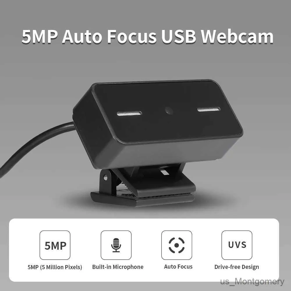 Webcams 2 /5 Million Pixels High Definition USB webcam Fixed Focus Web camera with microphone Drive-free web cam for PC Laptop Black