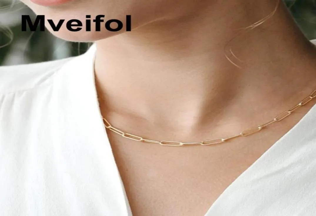 Ketens mveifol roestvrij staal papieren clip link ketting ketting voor vrouwen paperclip choker sieraden8615811