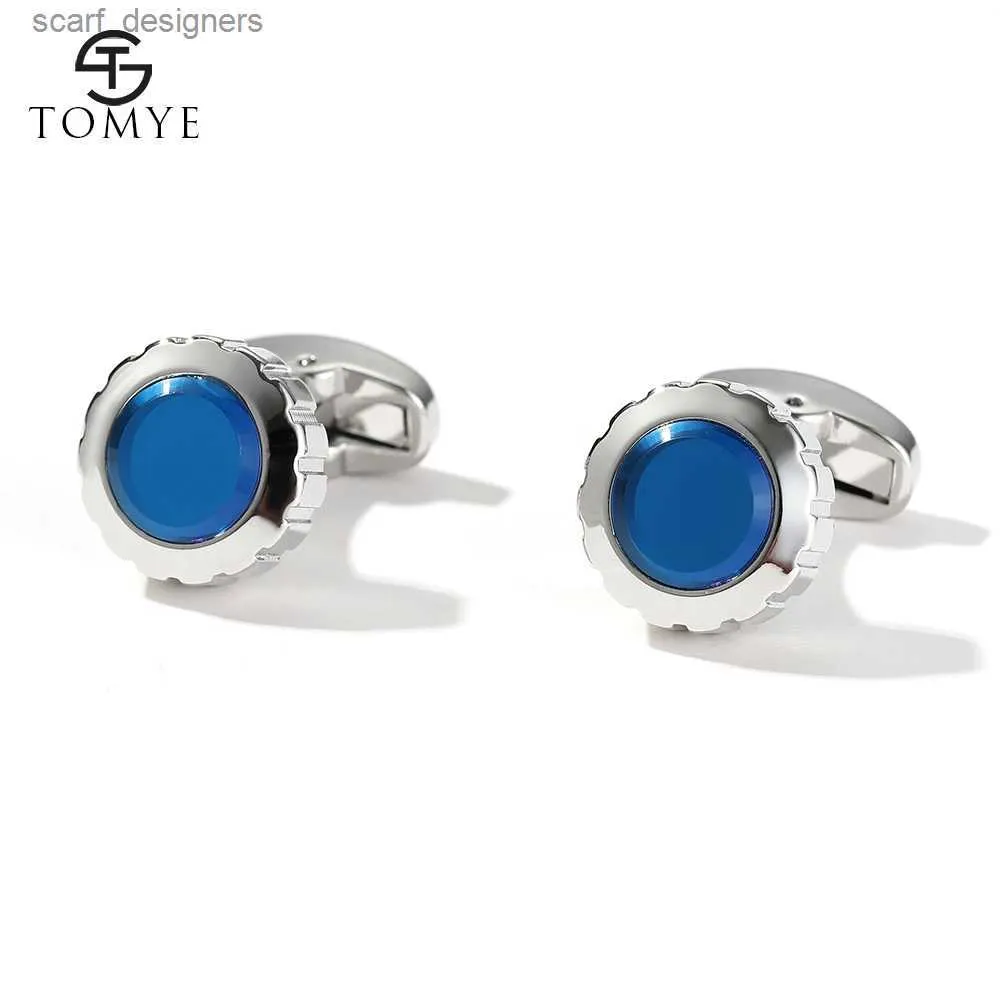 Cuff Links Cufflinks for Men TOMYE XK20S080 High Quality Classic Blue Buttons Casual Round Silver Color Dress Shirt Cuff Links Gifts Y240411