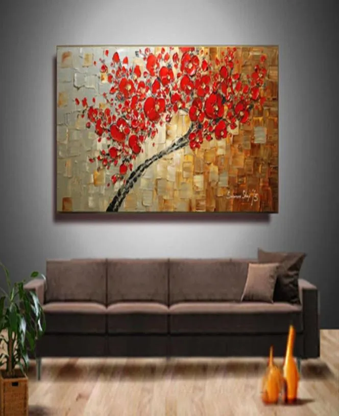 Cherry Blossom Artwork Wall Flower Landscape Handgjorda oljemålning på duk palettkniv modern målning heminredning vägg Artdh011148896