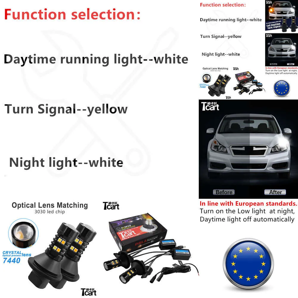 Accessori per auto T10 7440 WY21W per Subaru Legacy BM BR 2010 2012 2012 2013 2014 LED UNIMITÀ LIGHT LIGHT DRL 2IN1