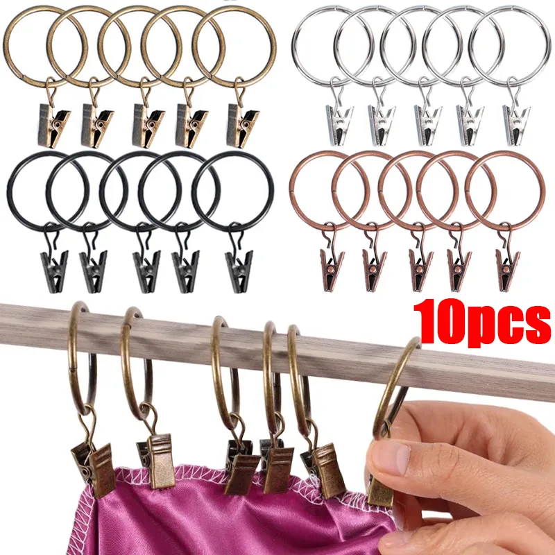 16 Pack Curtain Rings With Clips, Window Clip Rings Curtain Hooks Hangers Clip Rings For Hanging Drapery Drapes Bows, 1.26 Inch Diameter, Fits Up To