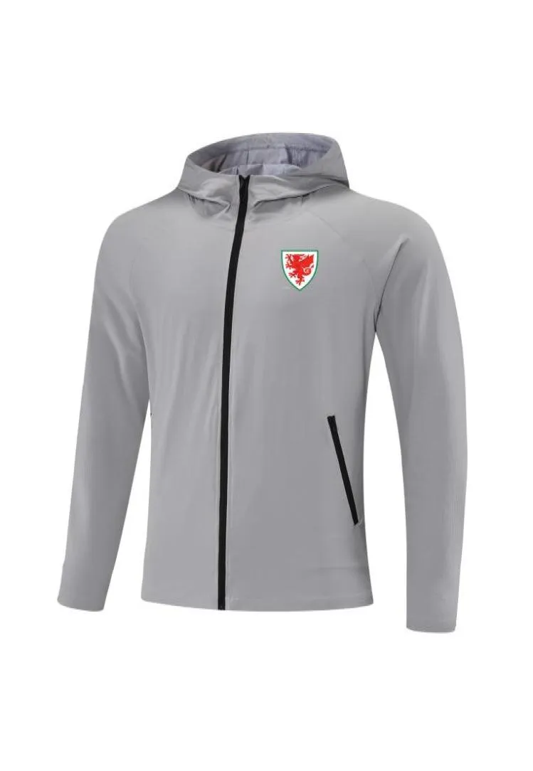 Galles National Football Team Team Men039s Jackets Juniors Maglie con cerniera piena con cappuccio con cappuccio a vento sottile e traspirante per SOCC9408741