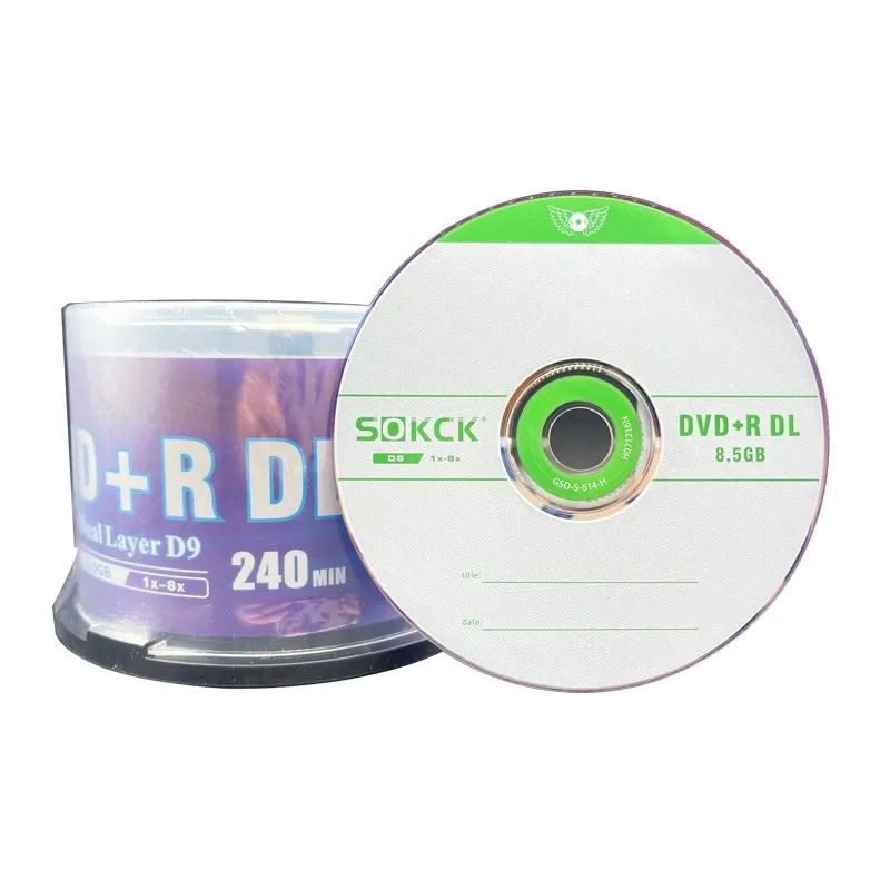 الأقراص DVD DVD DVD+R 8.5GB الطبقة المزدوجة D9 8x 240min 50pcs/lot