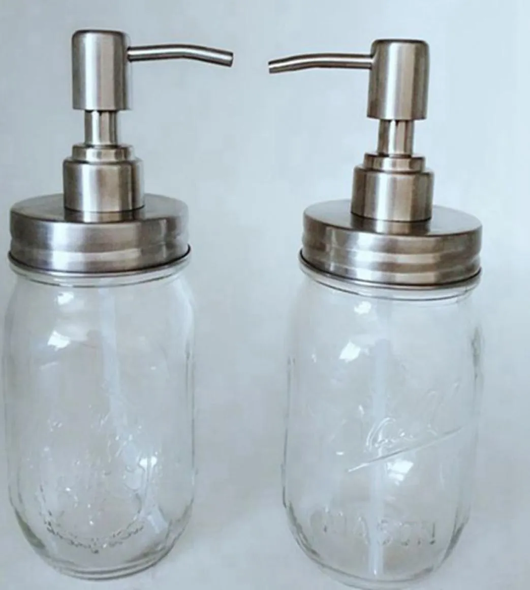 480ML MASON JAR SOAP موزع صابون جرة صافٍ صافٍ مع صاب