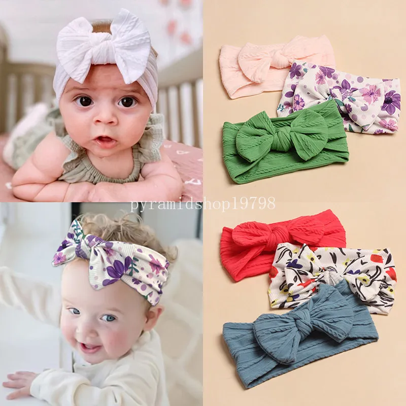 3pcs/lote de fita de cabeça em cores sólidas para baby fofo bow girls bands de cabelo elástico nylon infantil recém -nascido fotografia adereços