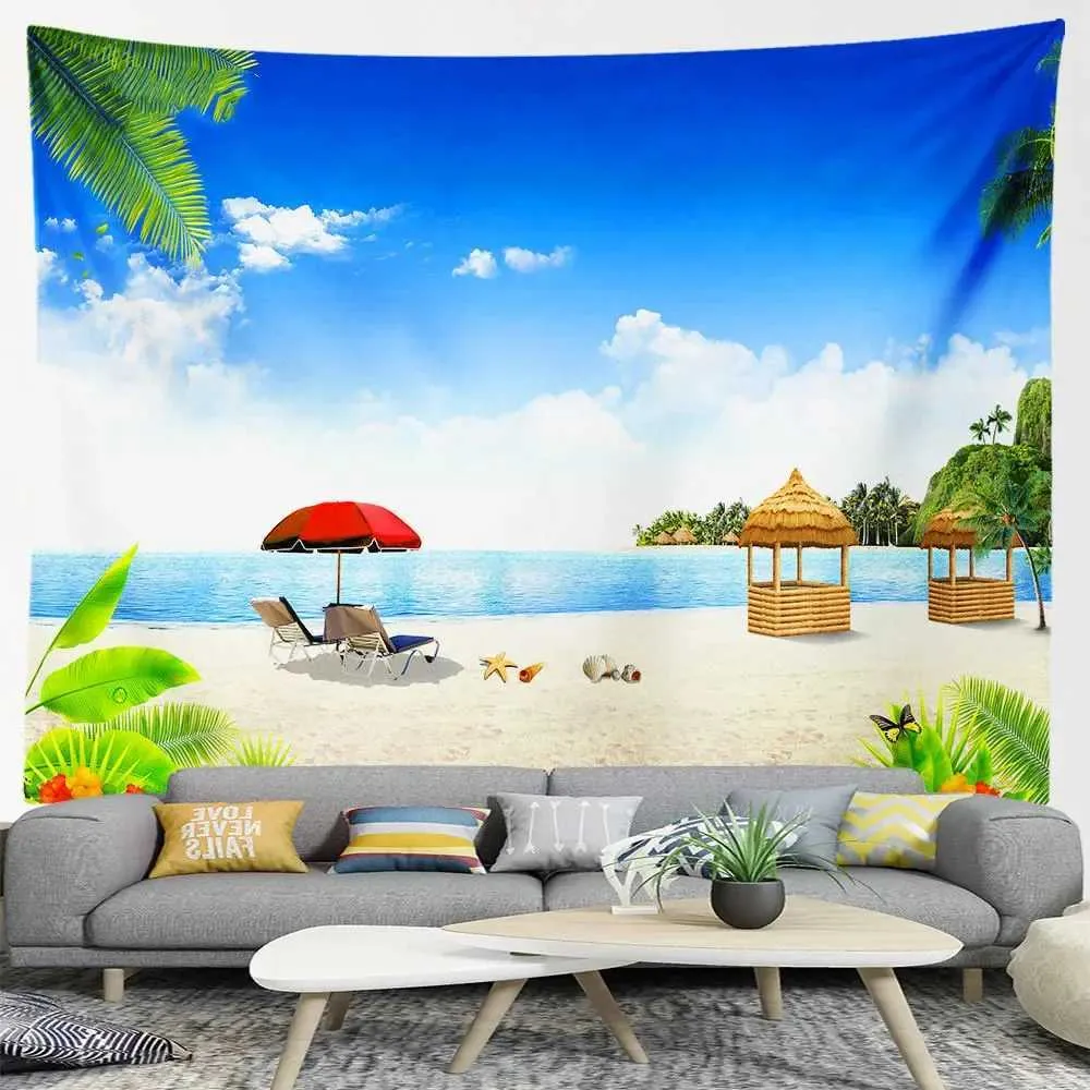 Starfish Tapestries Beach Tapestry Sea Wave Aesthetic Room Decor Ocean Landscape Wall Tapestries for Bedroom Home Living Room Decorations R0411