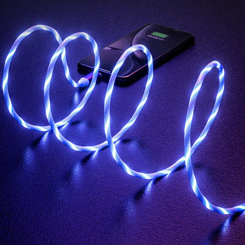 2.4A GLOWLENTO TIPO C TIPO CABO CABELEIRO FIE LED LED MICRO USB CABELO RÁPIDO CORDO CORDO C PARA iPhone 14 13 Pro Samsung Xiaomi