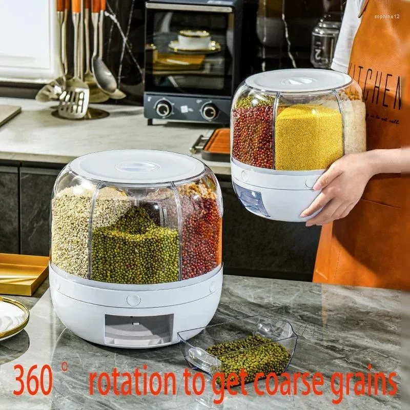 Storage Bottles Rotating Rice Bucket Box Kitchen & Organization Household Large-capacity Grain Insect-proof And Moisture-proof