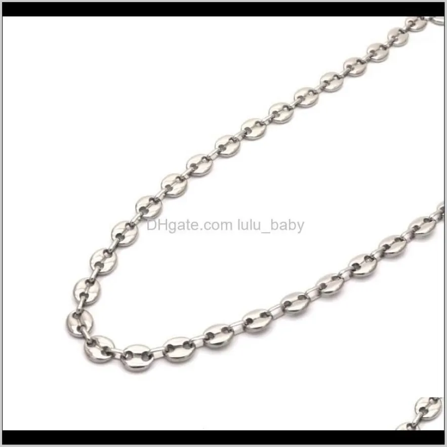 Chains Necklaces & Pendants Jewelrymujer And Hombre Whole Stainless Steel Necklace Sier Color Coffee Bean Fashion Jewelry N0421849