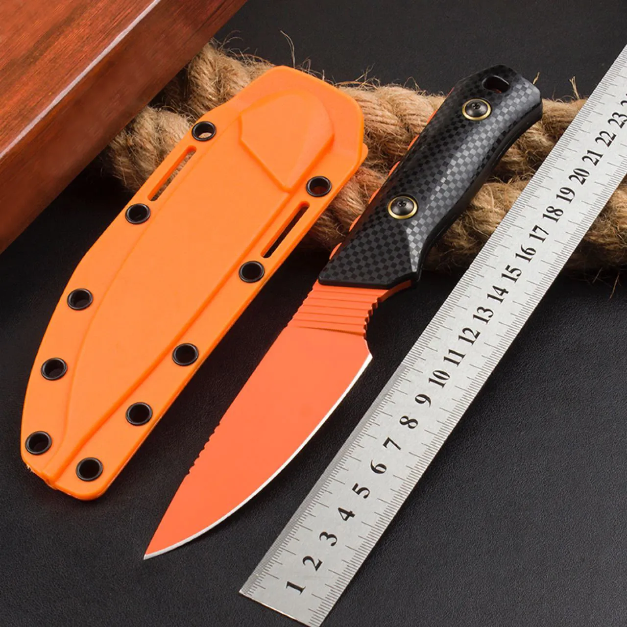 Oranje 15600or Raghorn Fixed Blade Knife D2 Blade Santopreen Handgrepen 15600 of Survival Pocket Knives Outdoor 15600-01 15017 Camping Hunting EDC Tools