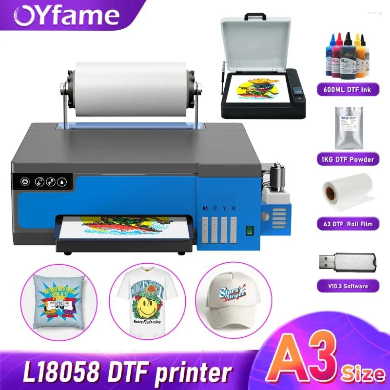 OYfame A3 DTF Printer With Oven Bundle Transfer Machine For Dark And Light Fabric XP600 Printing