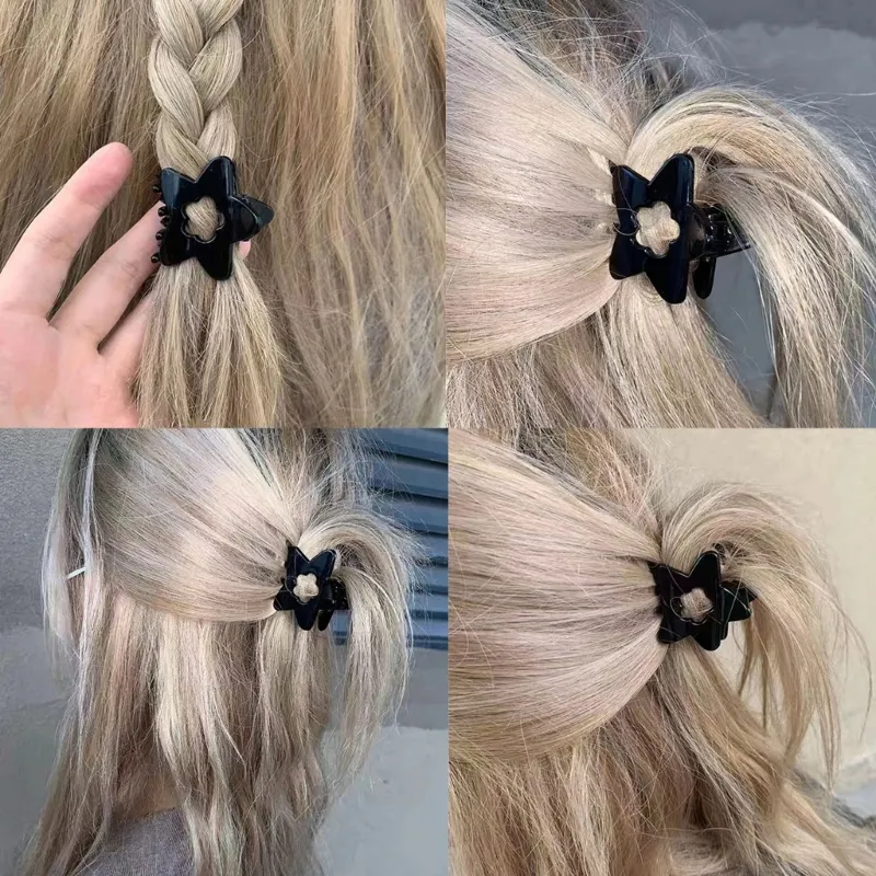 星のヘアクリップかわいい甘い星の髪の爪クランプホロースター装飾的なヘッドウェアスモールヘアキャッチジョークリップバレット