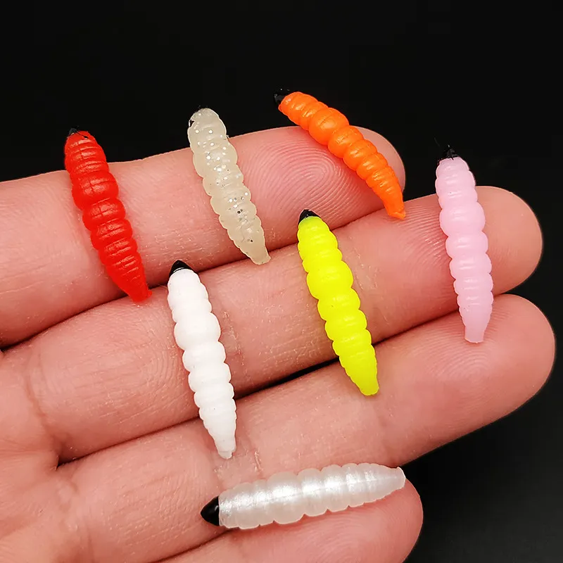 Jyj 1box 3cm Larva Swimbait Silicone Worm Baut-Caoutch Rubber Shrimp Wobbler Carpe Fishy Sodel Fishing Lures Vivid Isca pesca