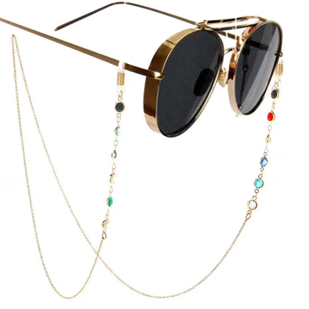 Glasögonkedjor 1 st nytt mode- och mode kvinnors guld- och silver solglasögon kedja läsning pärlor glas kedje glasögon rep halsband c240412