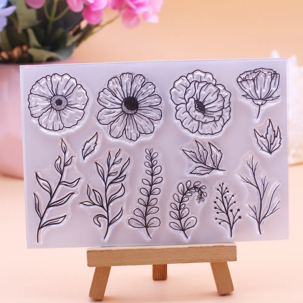 Alinacutle Metal Cut Dies Coup Flower Clear Stamps Paper Craper Craft Carte Template Scrapboing Handmade Cuth Cut Dies Tampons Clear Stamps